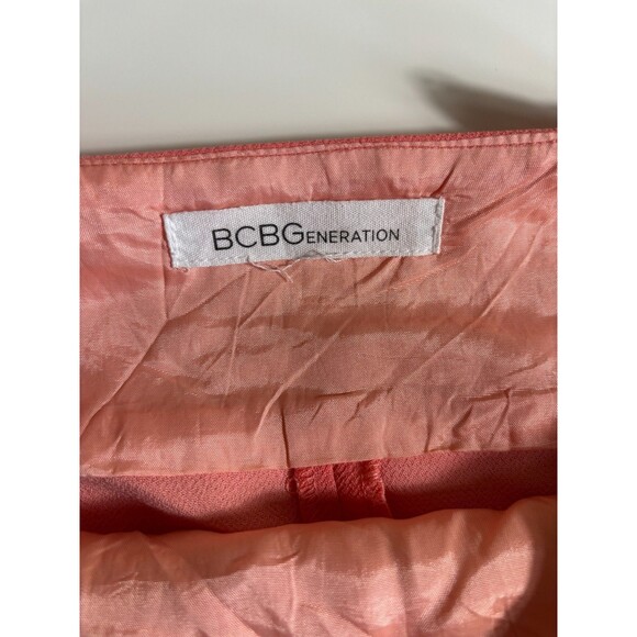 BCBGMAXAZRIA Wrap Dress Womens XS Salmon Pink Fitted Adjustable Strap Back Zip - Picture 3 of 10